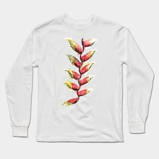 Watecolour painting of Hanging Lobster Claw Flower Long Sleeve T-Shirt